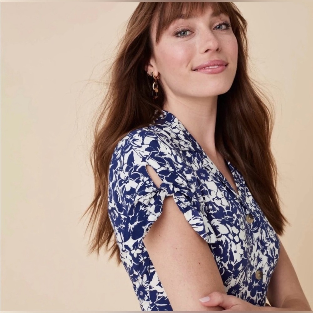 UNTUCKit Blue and White Floral Midi Dress - Picture 13 of 15